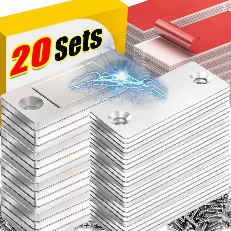Strong Magnetic Cabinet Catches Ultra-Thin Door Magnets Stops Invisible Adhesive Drawer Door Closer Latch for Furniture 20/1Set magnetic cabinet catches,door closer,door catches,magnetic cabinet latches,cabinet door latch,door stops,cabinet door stop