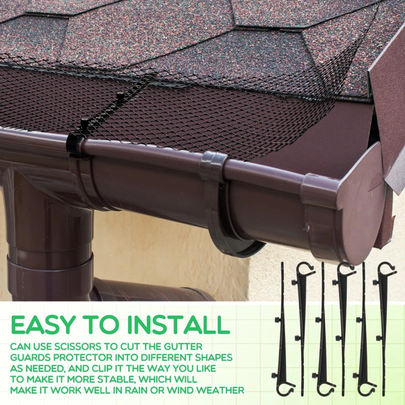 Gutter Guard Mesh PVC Gutter Guard Mesh Roll Outdoor Garden Drainage Protector Leaf Debris Blocker for Preventing Clogged Drains Easy Installation gutter guard mesh