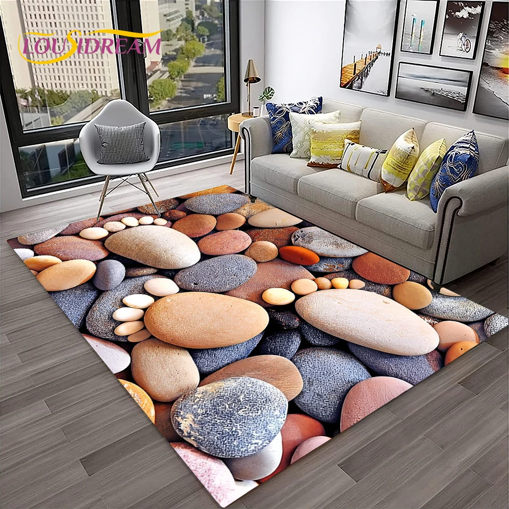Ciottoli Footprint 3D Stone Beach Carpet Tappeto Per La Casa Soggiorno Camera Da Letto Divano Zerbino Decor,Kid Play Area Tappeto Tappetino Antiscivol