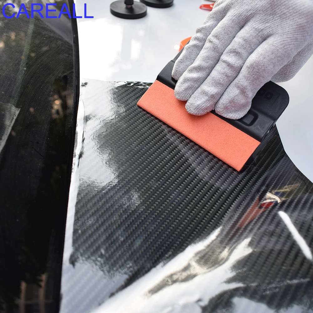 Magnetic Squeegee Carbon Fiber Film Vinyl Car Wrap Window Tint Magnet Scraper with Scratch-free Suede Felt Car Wrapping Tool