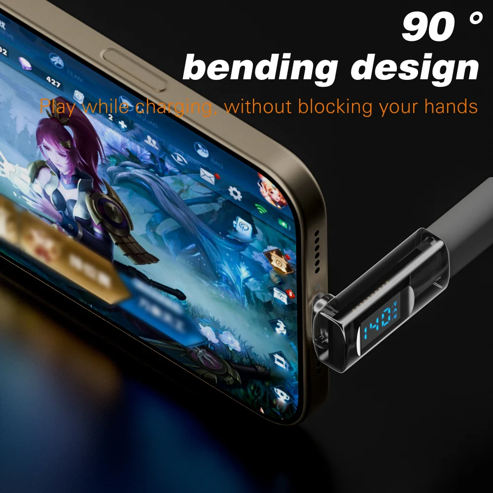 USB4 직각 어댑터 40Gbps 140W PD 썬더볼트 4 엘보 어댑터 90도 U자형 타입-C to C 커넥터 LED 디스플레이 포함