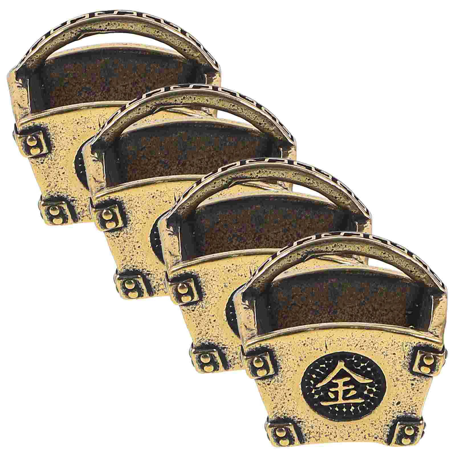 

4 Pcs Brass Bucket Pendant Creative Ornaments Jewelry Gold and Silver Charm Decoration DIY