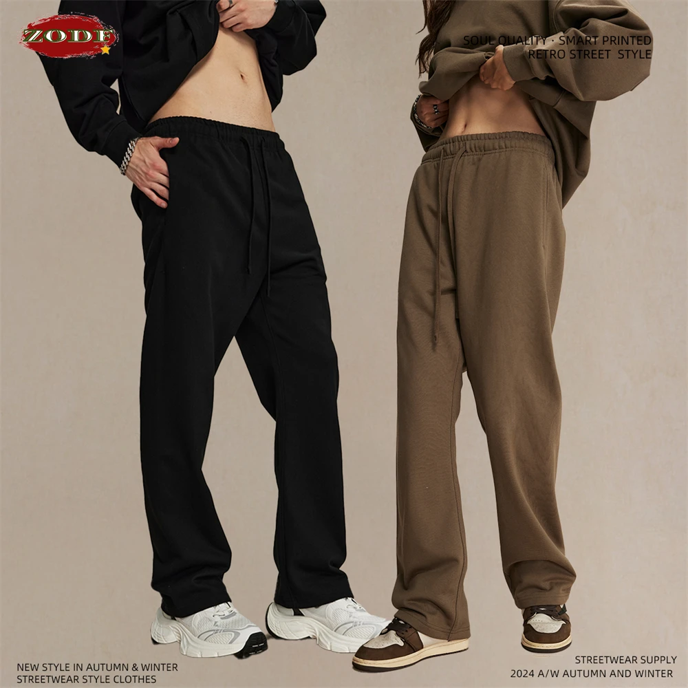 ZODF Fashion 2024 Winter 430gsm Straight Pants For Men Unisex Casual Terry Fabric Trousers Brand Clothes HY0847 3