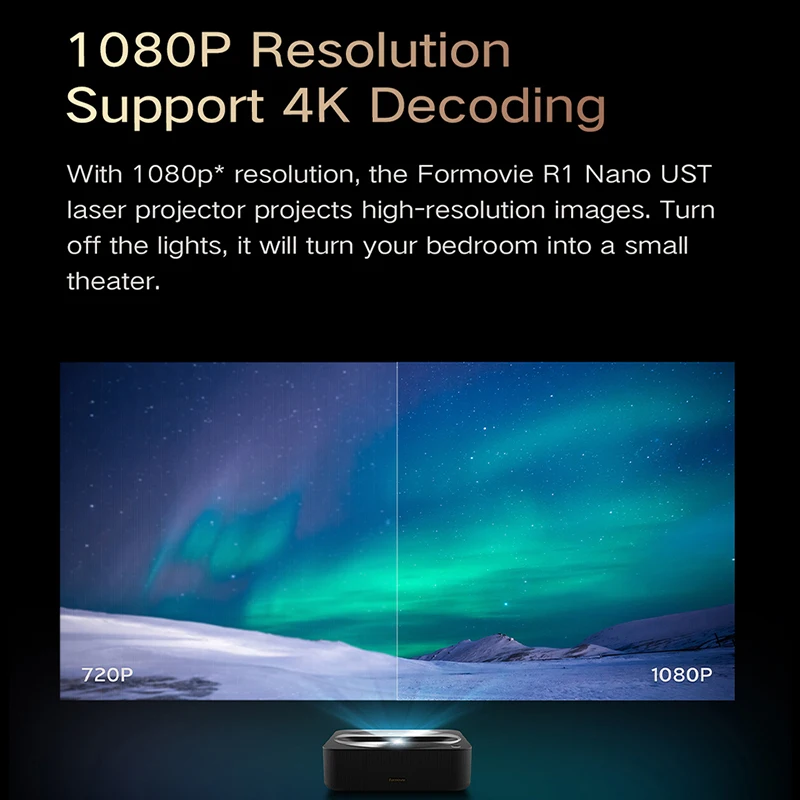 Formovie R1 Nano Ust Laser Projector Short Thorw 1200 ANSI Lumen 1080P HD Portable Home Theater Projectors Smart Outdoor Beamer laser projector