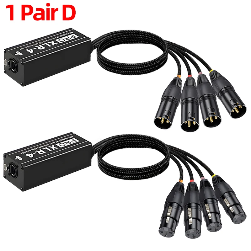 Shielded RJ45 CAT5 to 4-Channel XLR Male/Female Multi-Network Cable