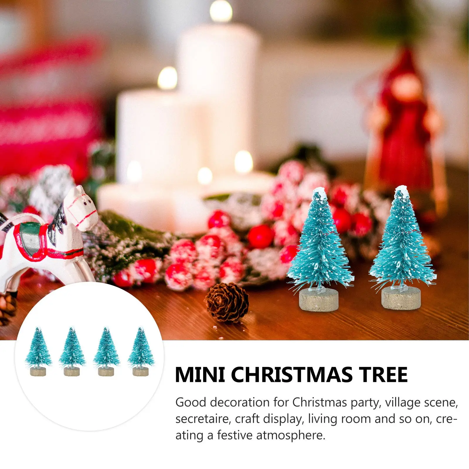 

24pcs Mini Christmas Tree Adornment Desktop Ornament Table Decorations Tabletop Christmas Decors For New Year Xmas Party