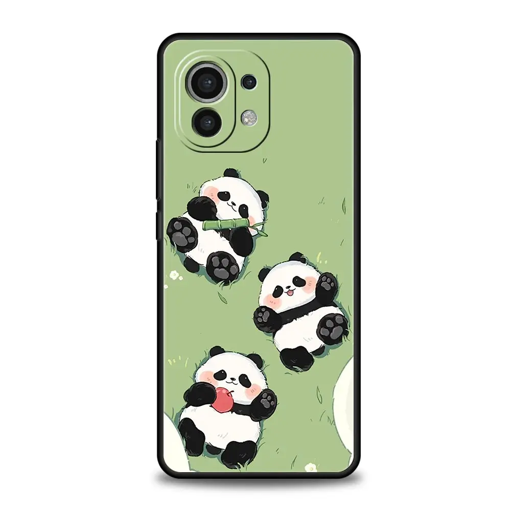 Cute Panda Climbing Bamboo Soft Black Phone Case