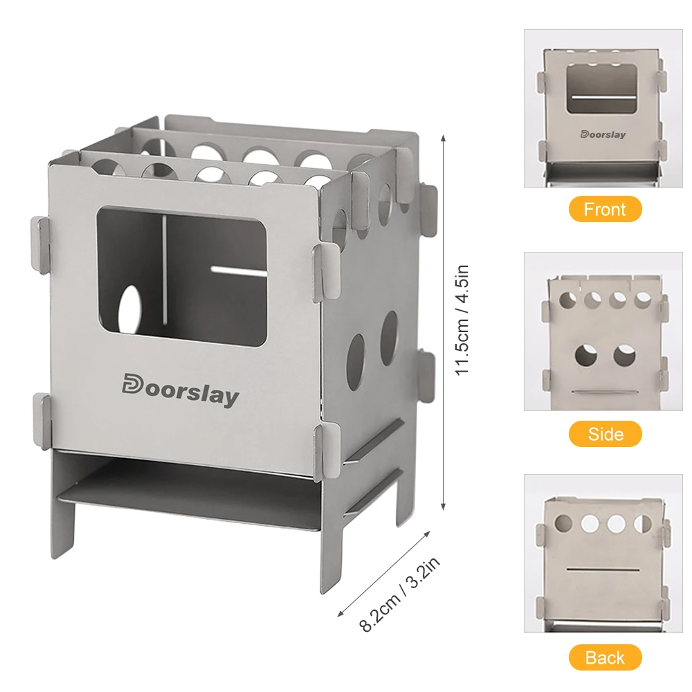 Portable Titanium Wood Burning Stove Camping Pocket Stove Outdoor Camping Cooking Picnic Backpacking Stove