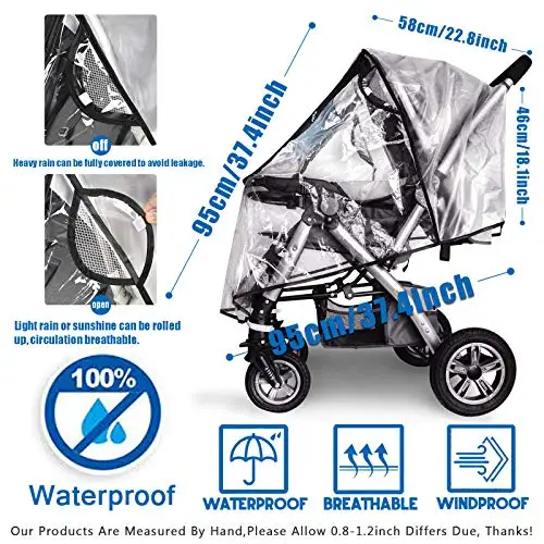 BEMECE Baby Stroller Rain Cover, Universal Stroller Accessory - Waterproof  Windproof Travel Weather Shield Thick & Durable Protect from Dust and Snow