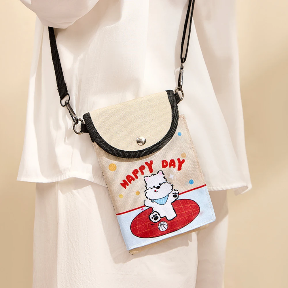 Mini Oxford Cloth Shoulder Bag Passport ID Holder Multifunctional Square Travel Bag Casual Mobile Phone Pockets Mesh Hanging Bag