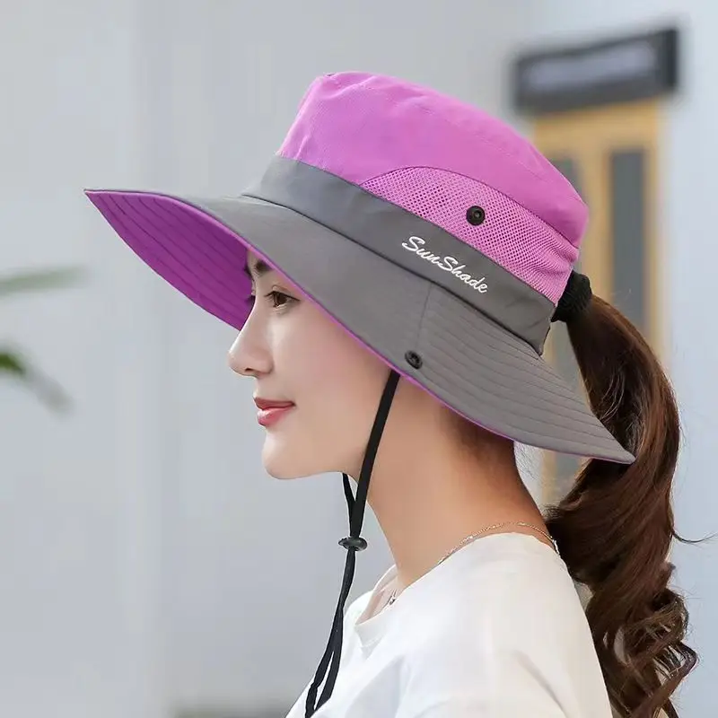 Outdoor big edge shading couple bucket hat foldable sun hat sun protection cycling travel mountaineering travel hat women