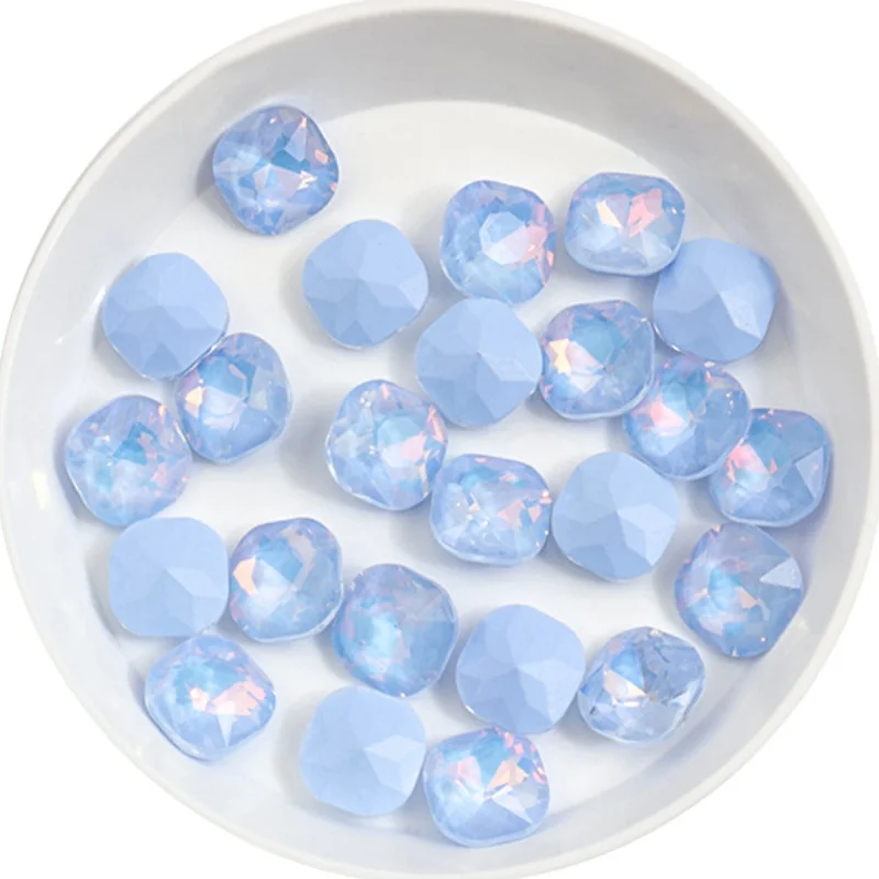 100pcs 8mm 지방 광장 네온 모카 네일 다이아몬드 멀티 컷 크리스탈 지적 바닥 네일 쥬얼리 슈퍼 스파클링 다이아몬드 액세서리
