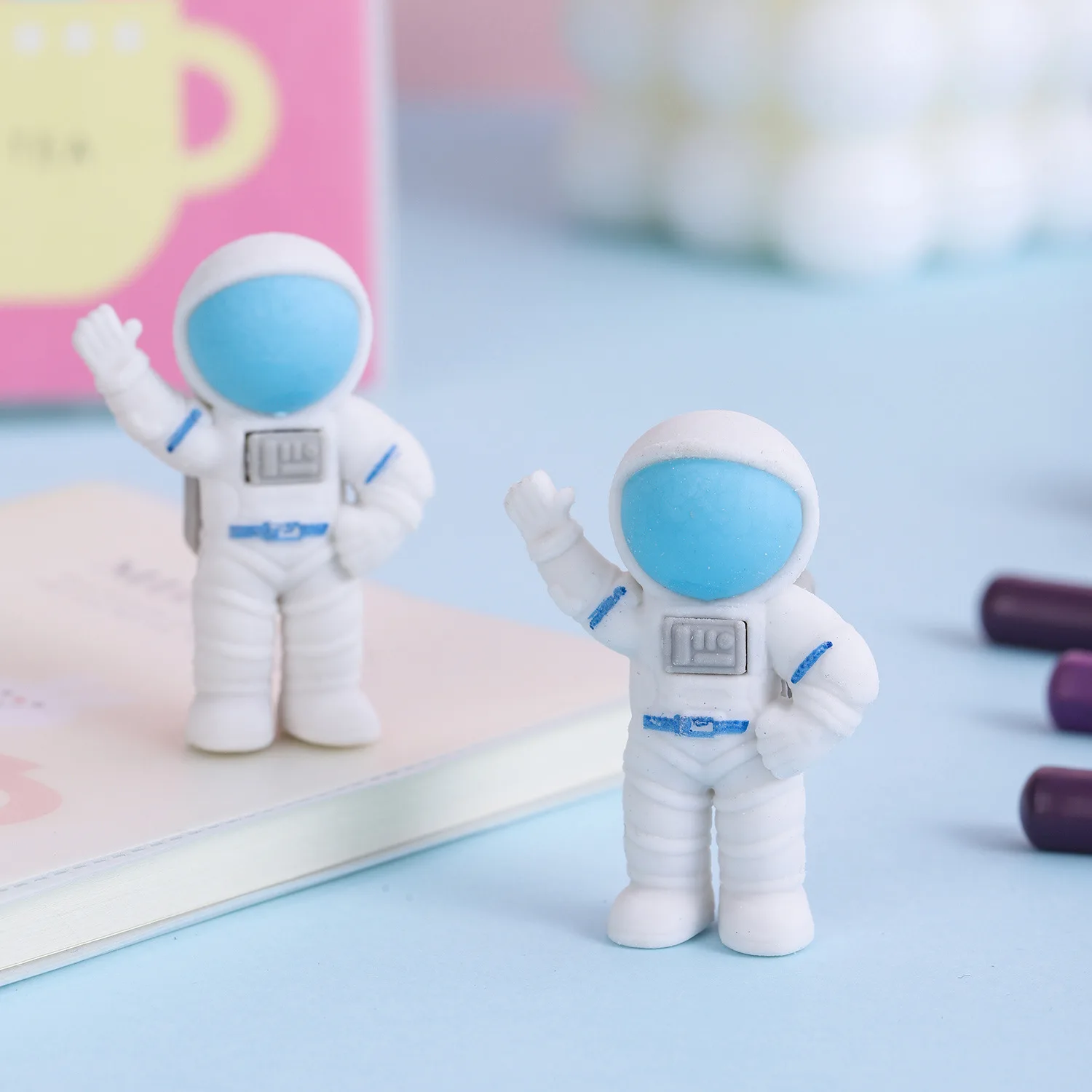Pencil Eraser 1 Lot 3pcs Lytwtw's Cartoon Cute Kawaii Space Astronaut For Kids Novelty Stationery Office School