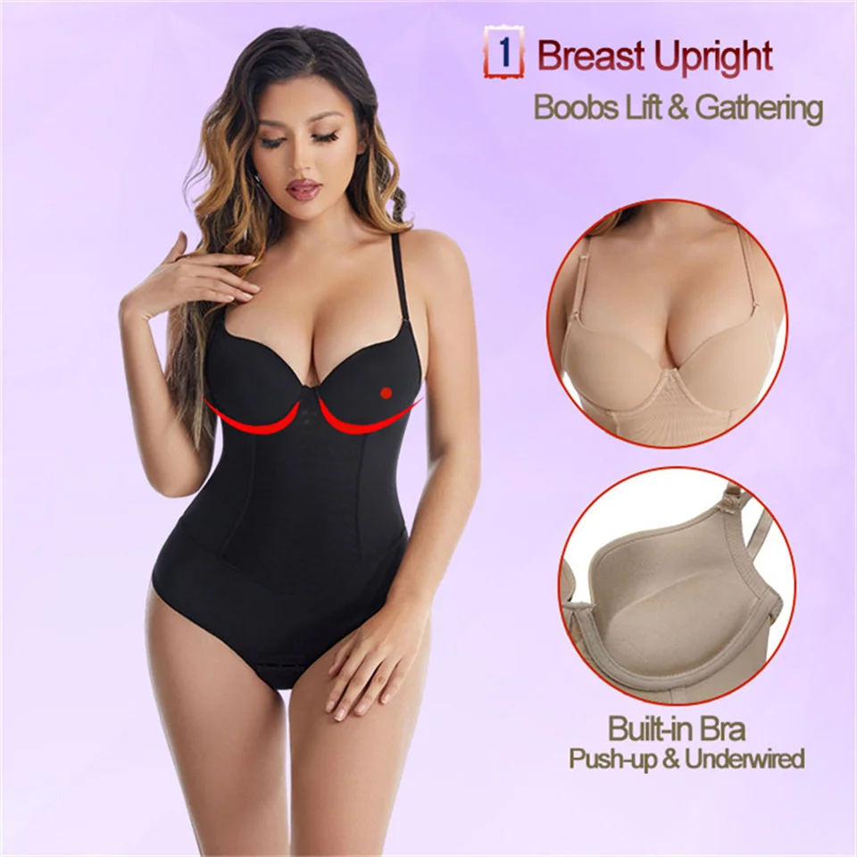 Description Picture 4 of itemWechery Bodysuit Shapewear for Women Steel Bone Slimming Flat Belly Vest Sexy Thong Waist Trainer Tummy Control Underwear