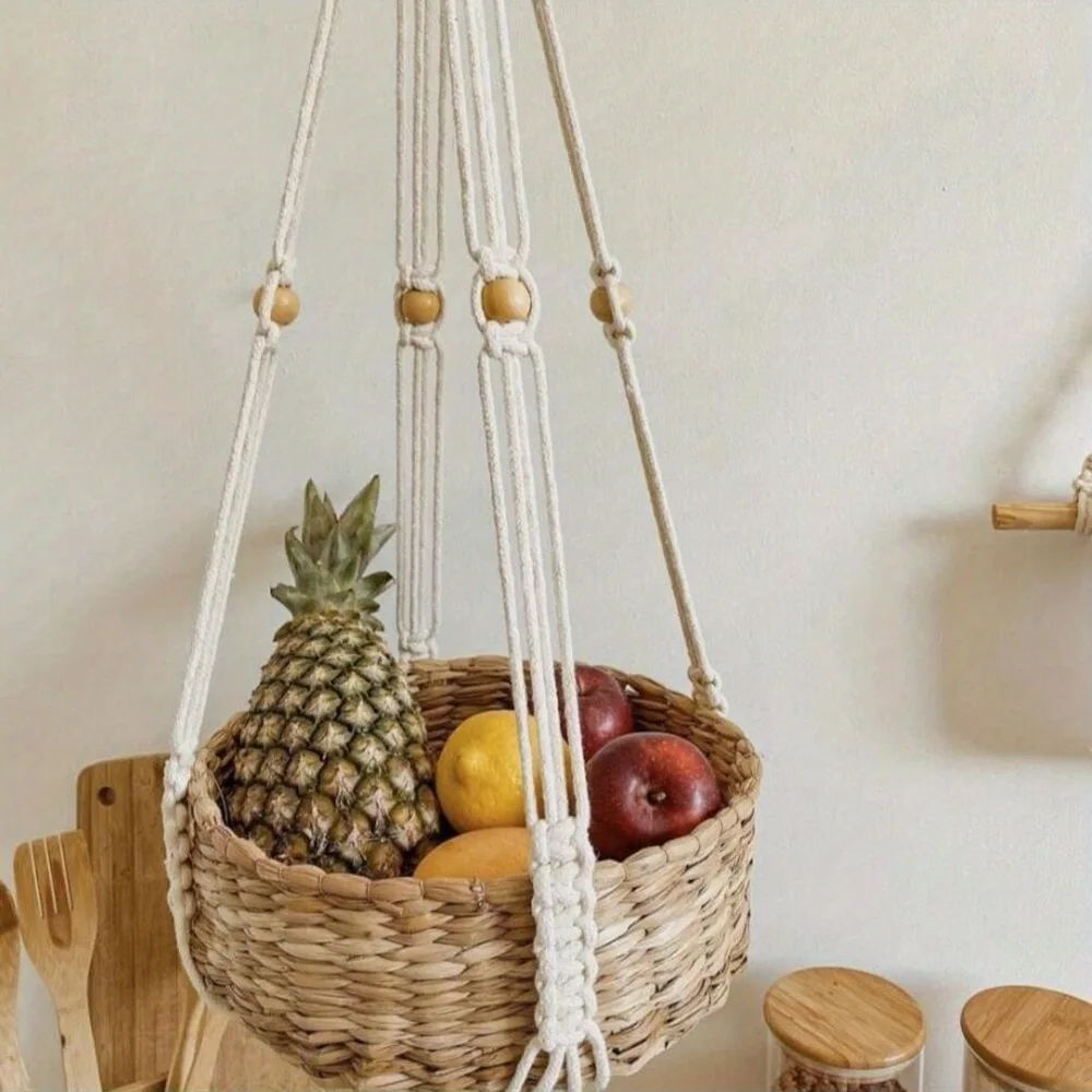 Elegant Handcrafted Macrame Plant Hanger - Boho Cotton Rope Planter Holder