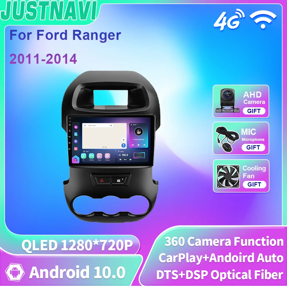 

JUSTNAVI QLED Android 10 автомобильный радиоприемник, мультимедийный DSP стерео для Ford Ranger 2011-2014 навигация Carplay видео аудио GPS плеер