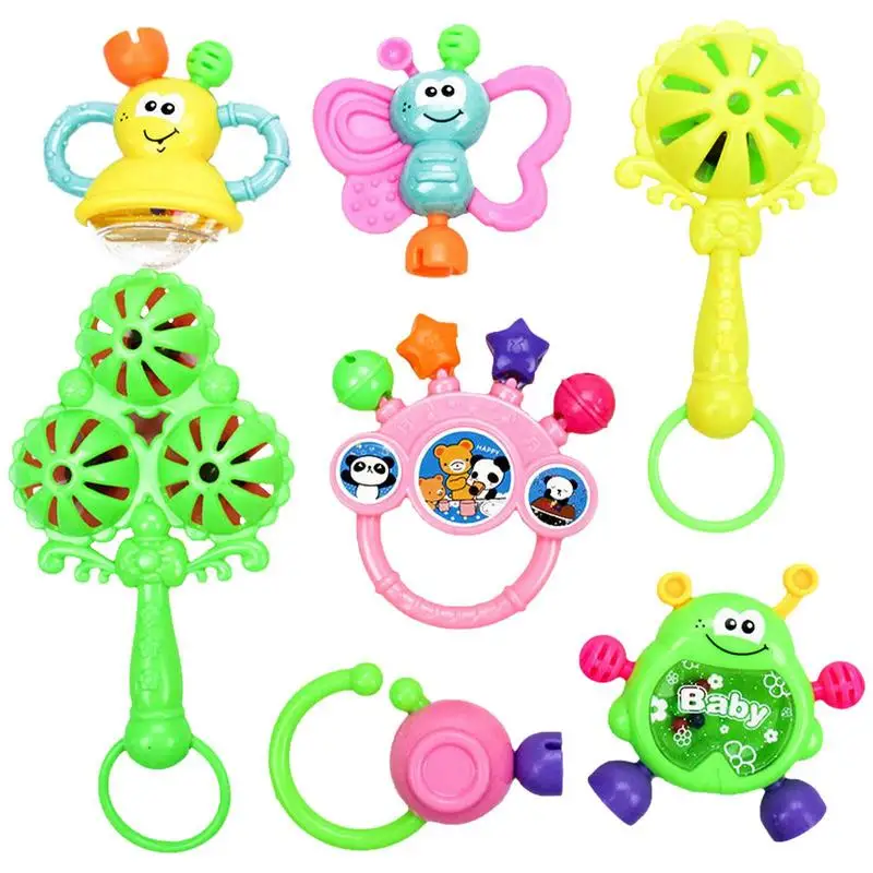

Rattles For Babies Colorful Funny 7pcs Rattle Toy Set Safe Educational Toy To Train Crawling Ability Improve Relationship