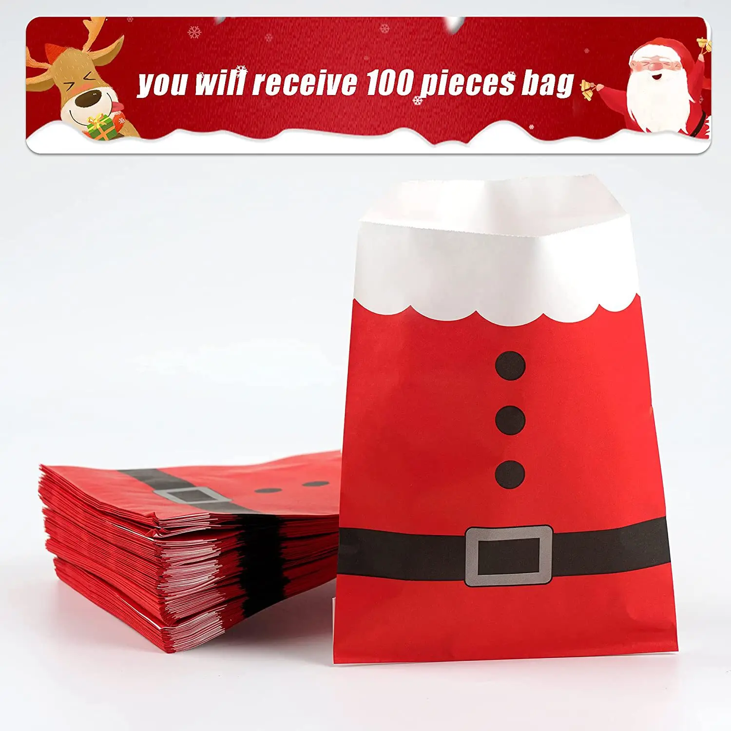Christmas Gift Bag Kraft Paper Bags Santa Claus Snowman Xmas Party Candy Bag Cookie Xmas Packaging Pouch Wrapping 25Pcs christmas gift bags christmas candy packaging