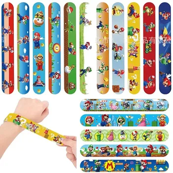 Super Mary Series Wrist Strap Mario Bros Luigi Children Clap Ring Slap Bracelets Toys Snapping Kids Birthday Gift Party Product