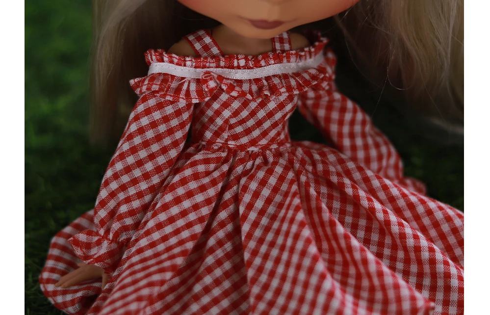 Neo Blythe Doll Red Check Dress 4