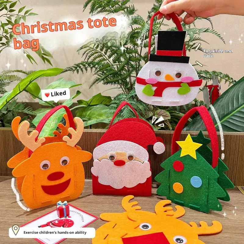 Christmas Theme DIY Handmade Shoulder Bag Handbag Sewing Creative Art And Handmade Activities Gifts Children's Handmade Toys