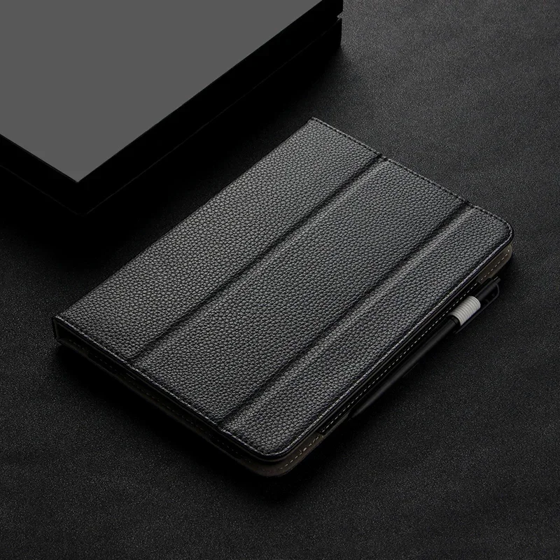 Premium PU Leather Tri-Fold Stand Cover with Hand Strap