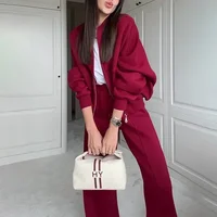 2025 automne femmes survêtement costume noir à manches longues manteau taille haute jambe large pantalons longs ensemble femme mode vêtements de sport dame 2