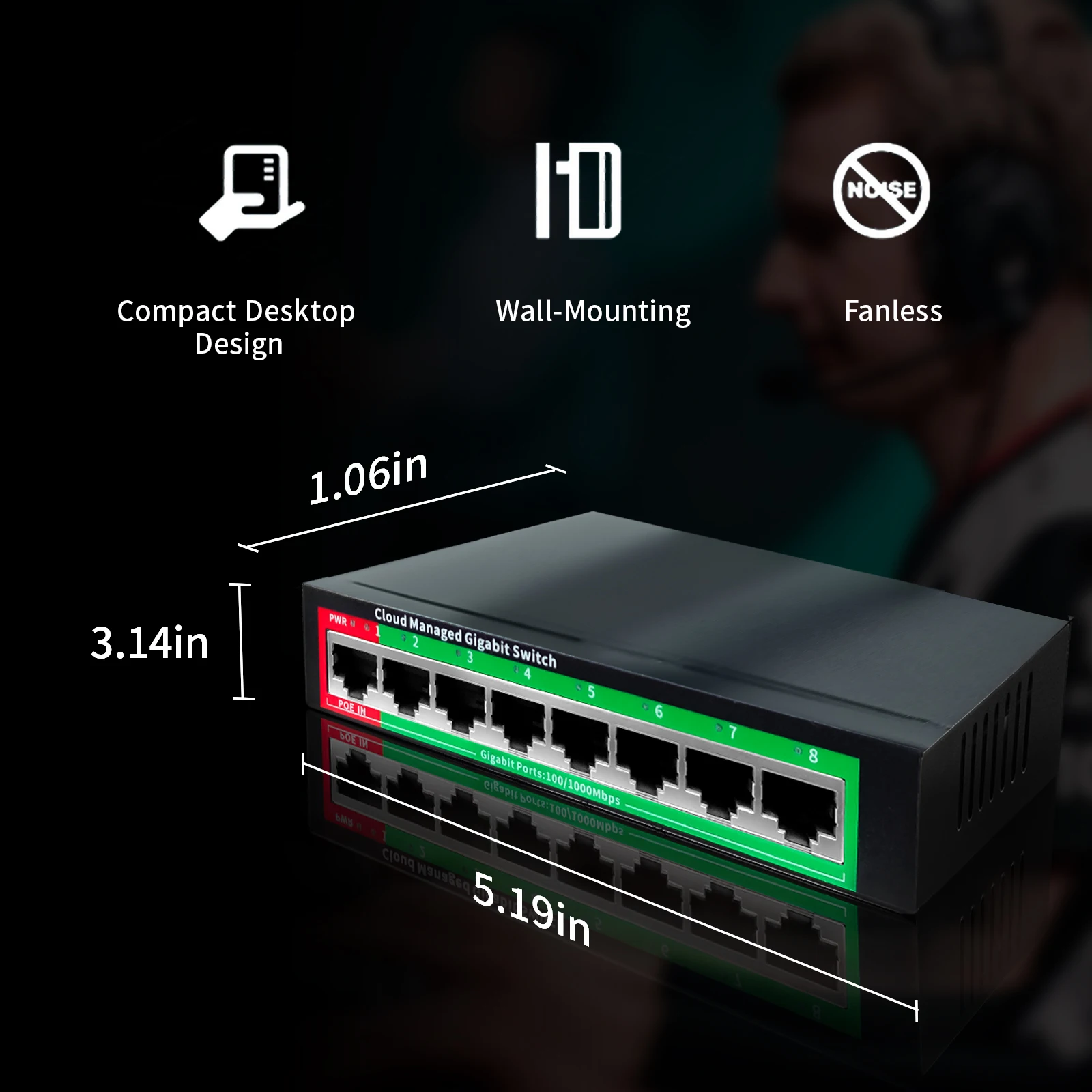 Cloud-managed Gigabit Ethernet Switch 8 Port Network Switch 48V POE Network Extender Desktop 100/1000Mbps SFP APP Managed Switch 3
