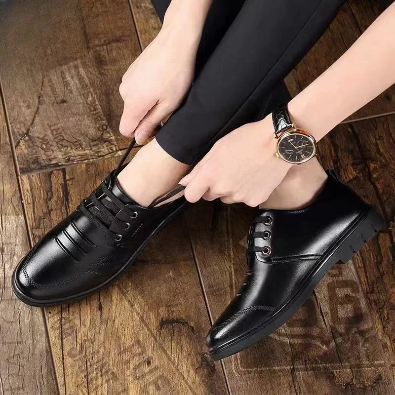 Leather Shoes Men's New Business Formal Shoes for Men Autumn Breathable Men's British Korean Pointed Toe Wedding Groomsmen Shoes 3