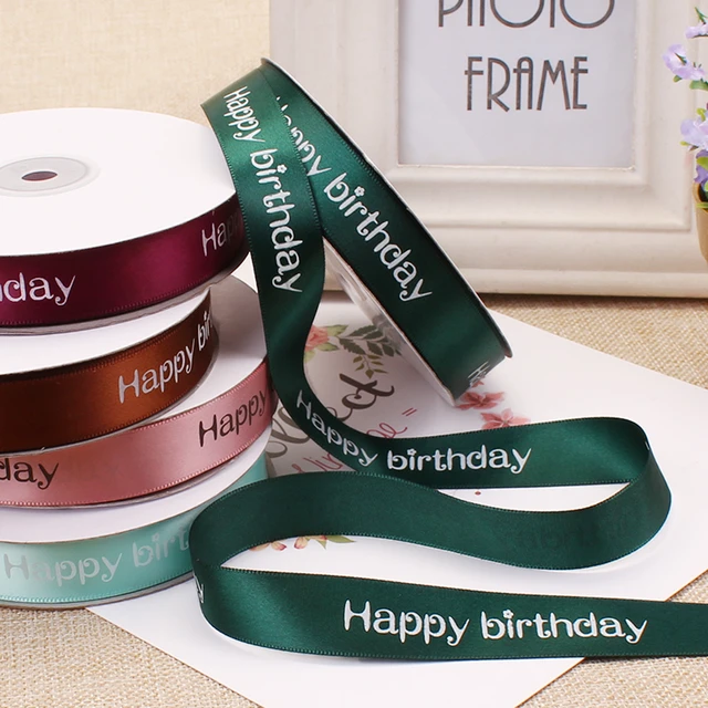 15Yards) 1.9cm 19mm 3/4 Printed Happy Birthday Satin Ribbon Gift