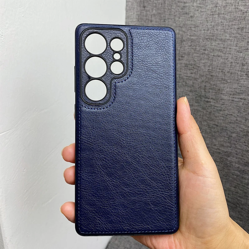 Vintage-Style PU Leather Texture Phone Case with Soft Silicone Shockproof Bumper