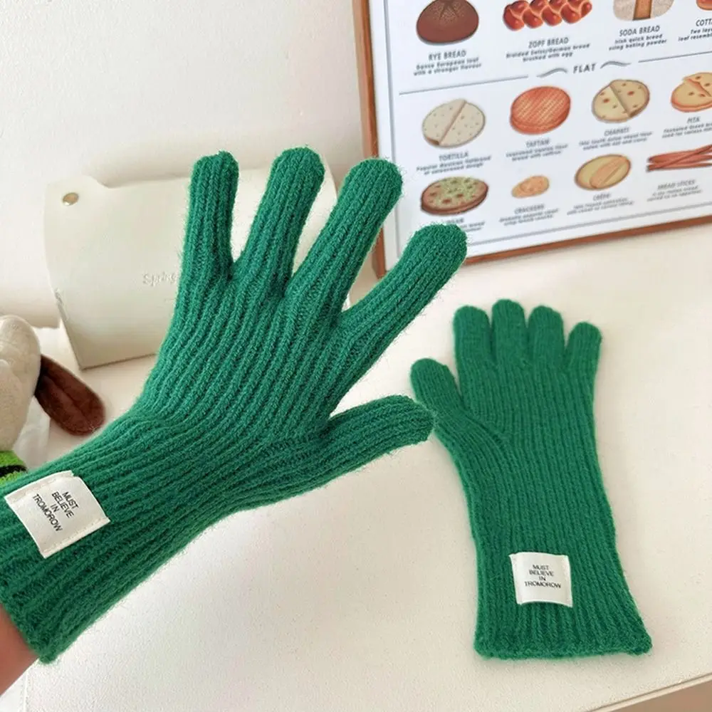 

Touch Screen Gloves Knitted Gloves Fashion Candy Colored Solid Color Long Mittens Warm Wool Winter Velvet Gloves Riding