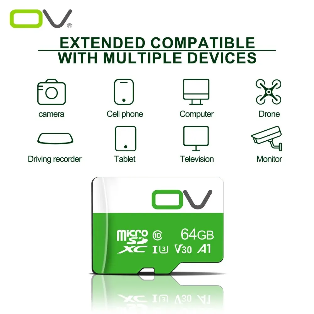 OV 오리지널 마이크로 SD XC 플래시 메모리 TF 카드 C10 V30 U3 고속 카드, 드론 카메라 선물용 4K 비디오 카드, 512GB, 256GB, 128GB, 64GB