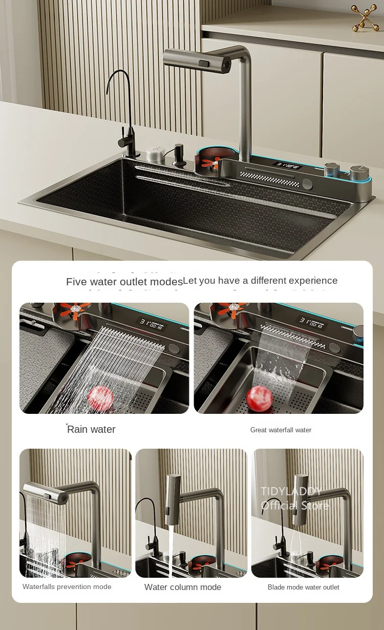 Description Picture 3 of itemNew Pull Out Waterfall Kitchen Sink Water Tap Kitchen Sink Multifunction Waterfall Kitchen Faucets Novel Kitchen Accessorie