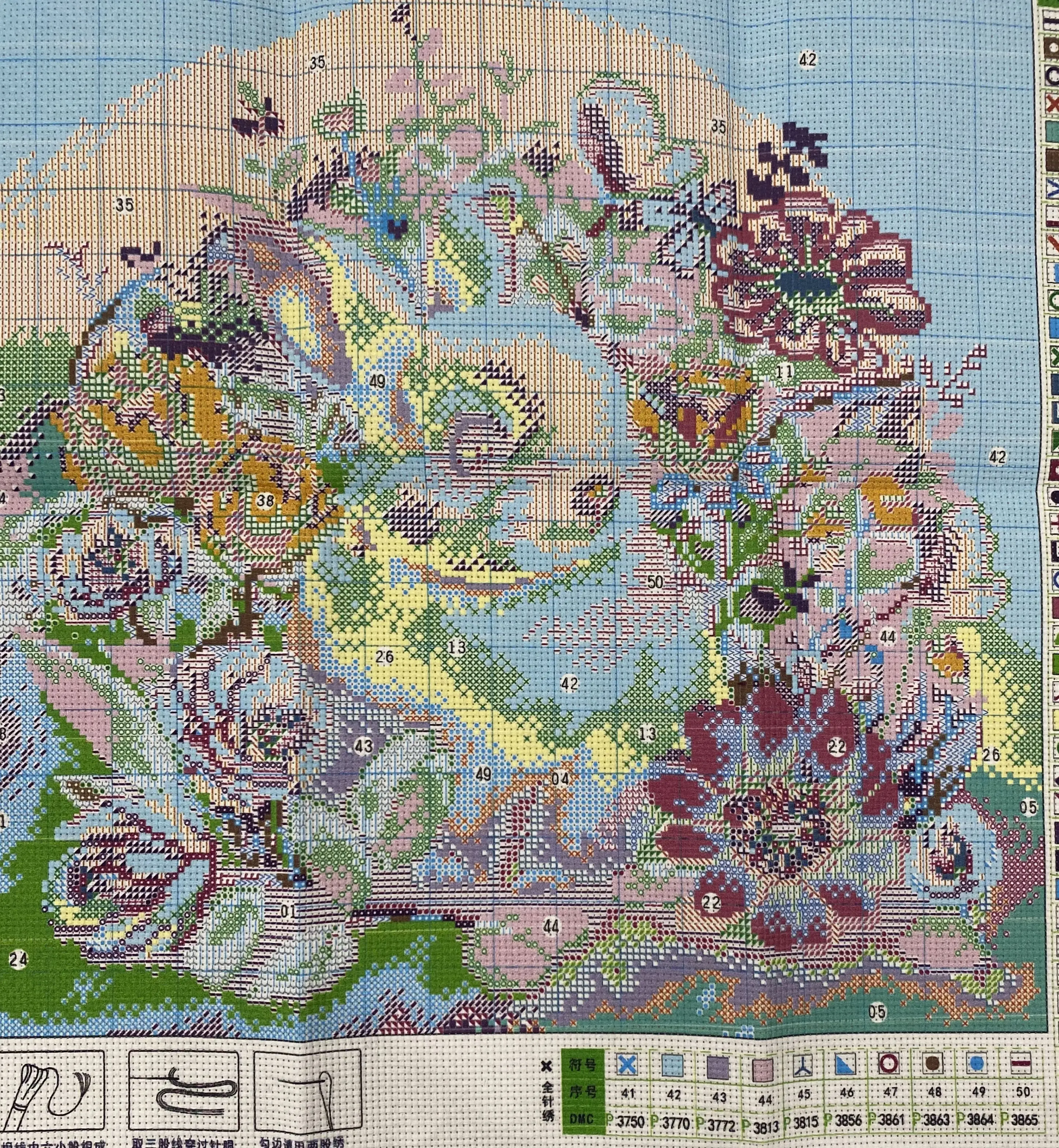 Chinese Cross Stitch Kits Embroidery Needlework Sets DIY Printed 11CT Rabbit Animal Beautiful Flower Home Decor