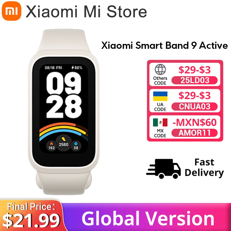 Global Version Xiaomi Smart Band 9 Active 1.47” Display All-day Health And Fitness Monitoring 18-day Battery Life Modes 5ATM