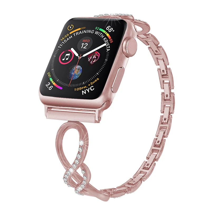 

Браслет из алмазной стали для Apple Watch Series 9 8 7 41 45 мм 6 Se 5 4, люксовый браслет для IWatch Ultra 2 49 мм 44 40 42 38 мм