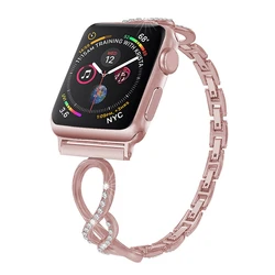 Luxury Band for Apple Watch Series 9 8 7 41 45mm 6 Se 5 4 Women Diamond Steel Bracelet IWatch Ultra 2 49mm 44 40 42 38MM Strap