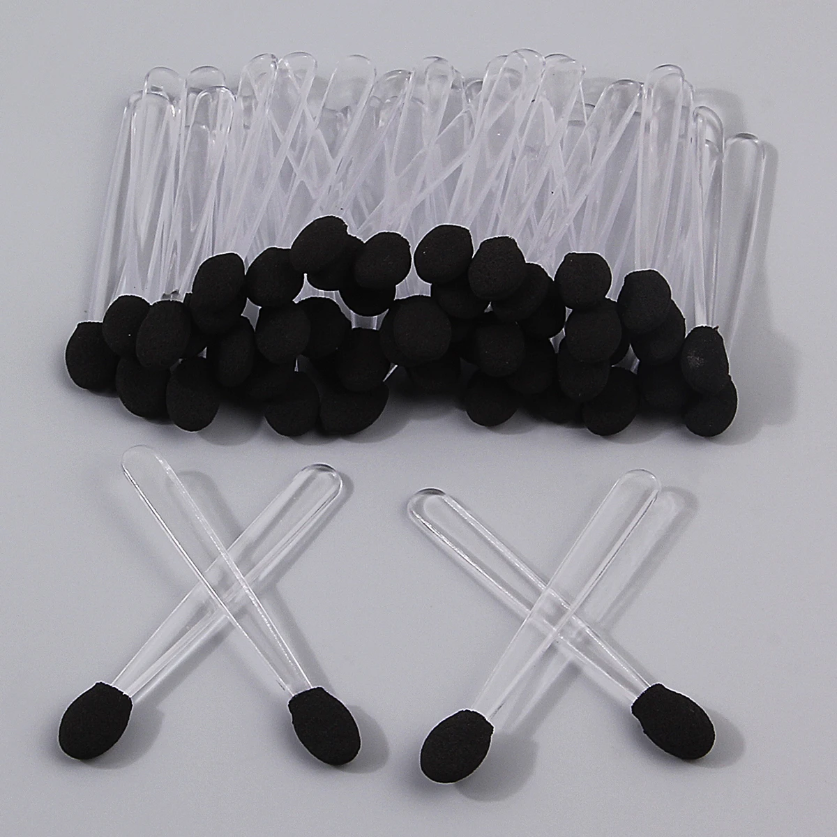 50PCS 미니 싱글 헤드 스펀지 아이 섀도우 브러쉬, 균일한 착색, 다목적 초보자 아이 메이크업 도구