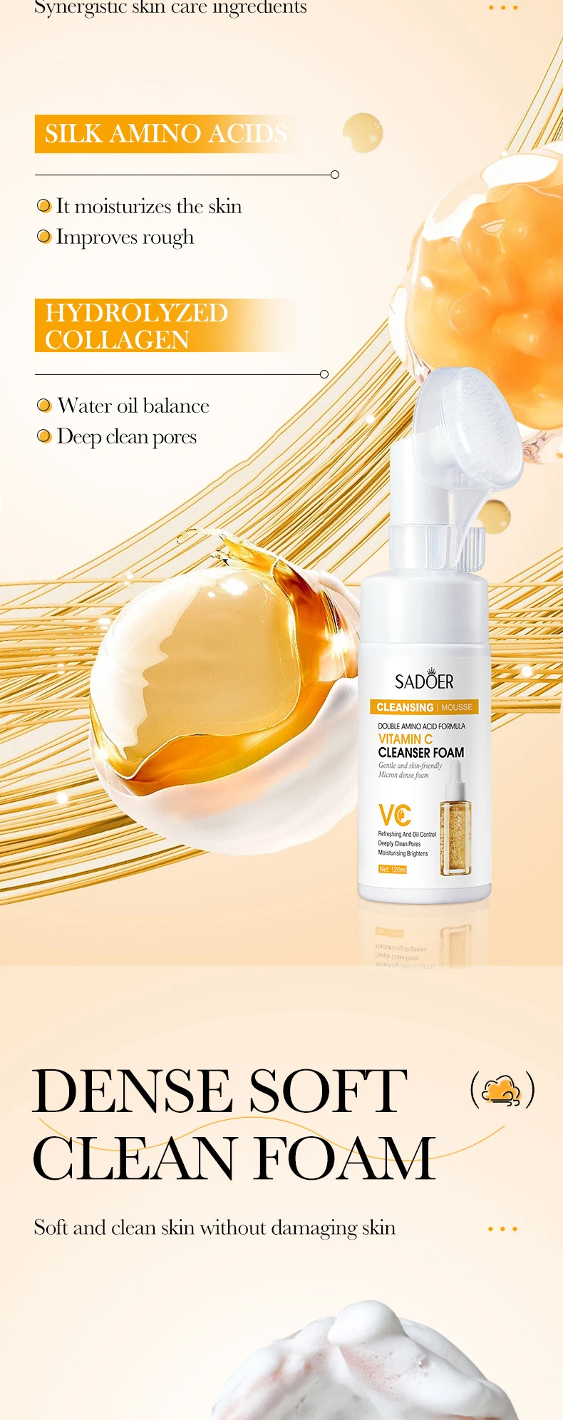 Saoder Vitamin C Face Wash Foam Cleansing Mousse For Bright Skin_voghion.com