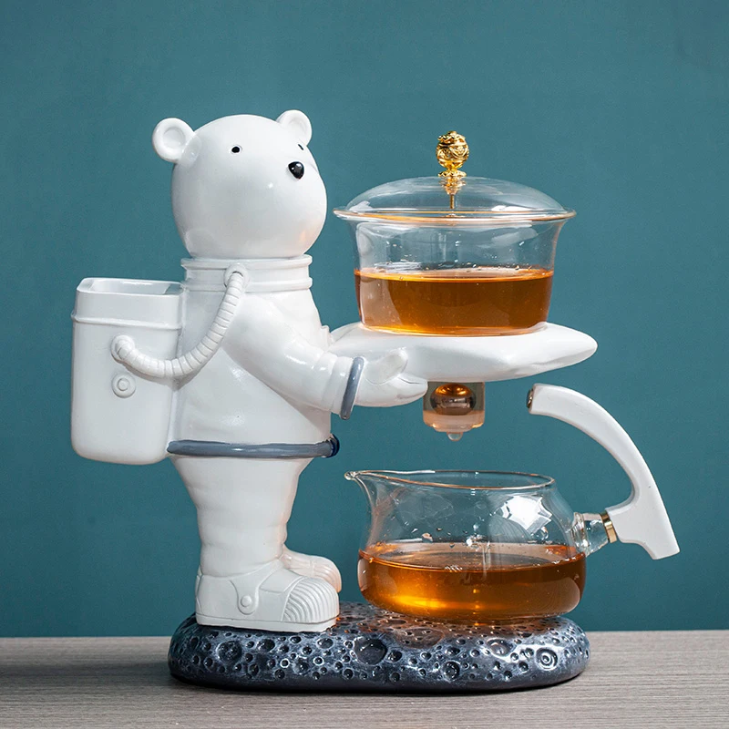 Astronaut Creative Fish Magnetic Glass Teapot Lazy Automatic Tea Making Pu'er Oolong Tea Set Infuser