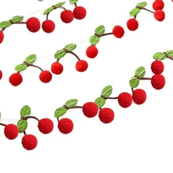 Festive Cherry Garland - Cheerful Pom - Pom Banner for Birthdays, Weddings, and Holiday Décor (Red)