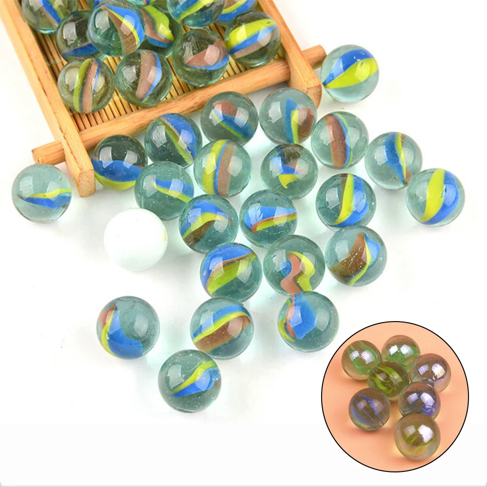 10/50PCS 25/14mm Colorful Glass Marbles Toy Kids Marble Balls Run Game Solitaire Toy Accs Vase Filler&Fish Tank Home Toy Gift 3