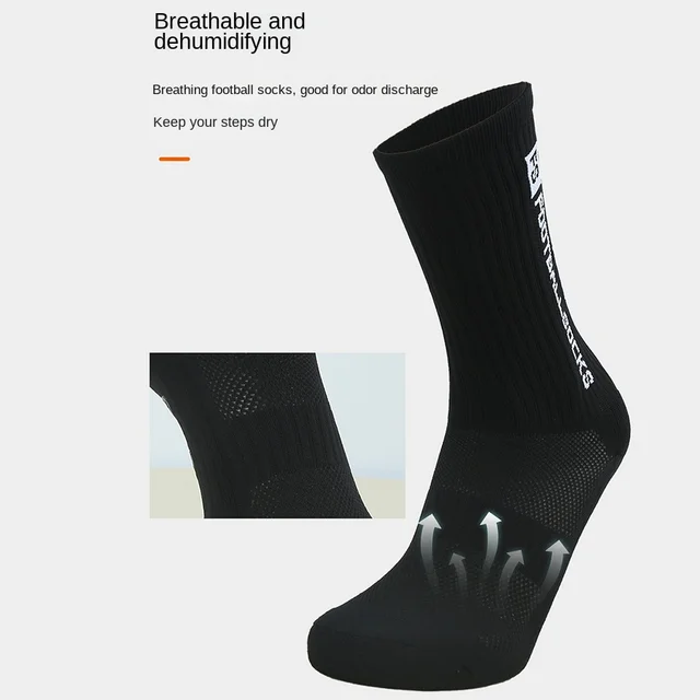 Football socks, men's mid length sports socks, running socks, anti slip thick towel bottom, wear-resistant 5