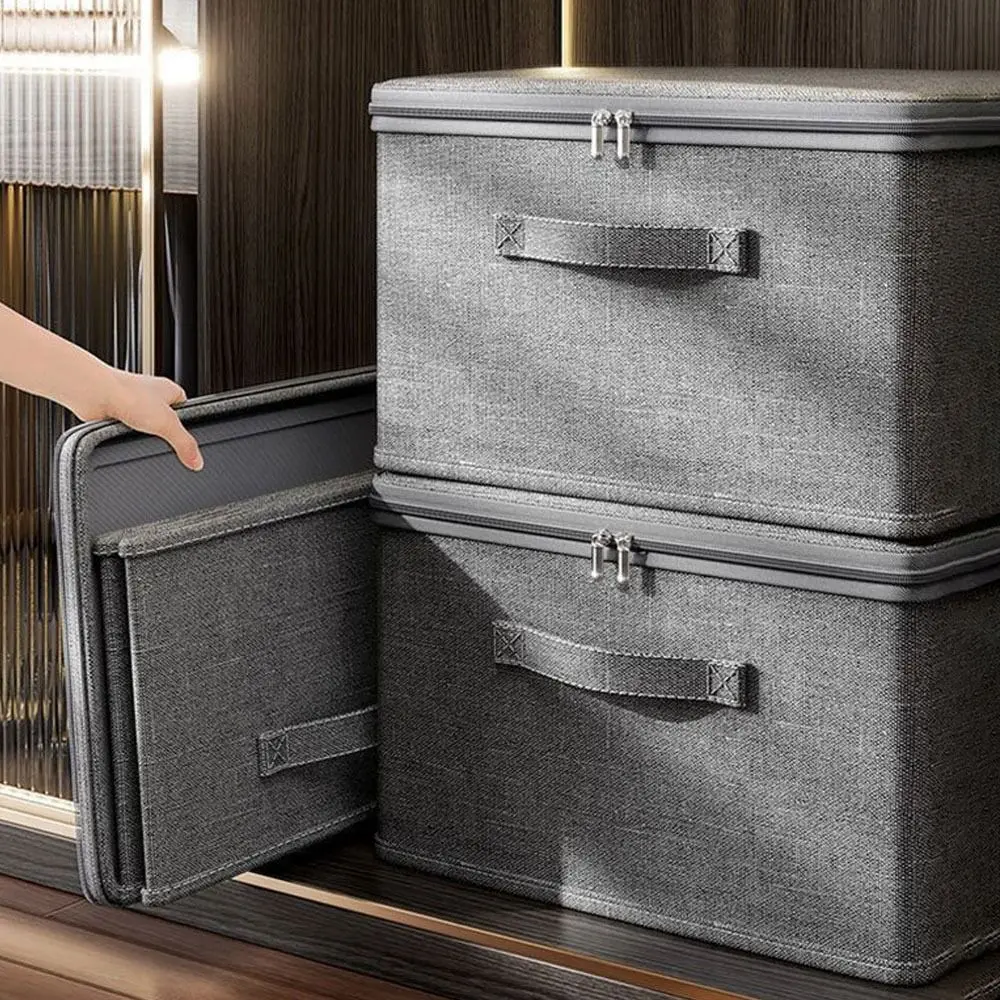 New Grey Clothing Storage Box With Dust Cover Box Home -
