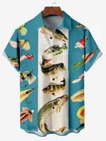 Fishing Pattern 3D Print Shirts For Men Women Outdoor Fish Hunting Turndown Collar Oversized Casual Fashion Top Man Clothing 2