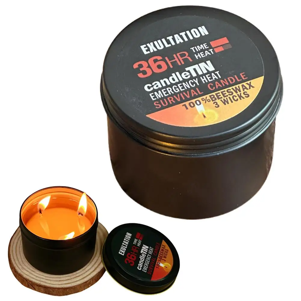 Smokeless Survival Candle with Lid for Outdoor Emergency