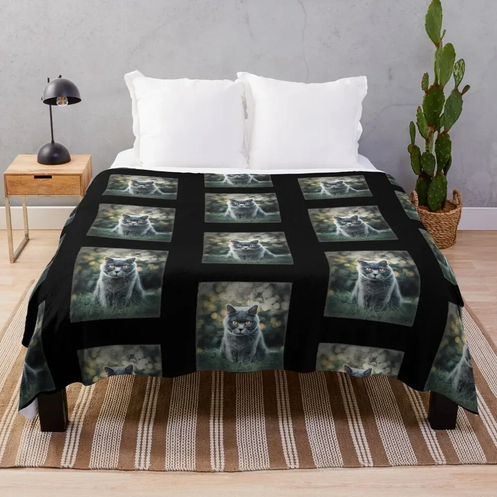 British Shorthair Grey Cat Throw Coperta Tessuto Di Flanella Coperte Invernali Calde Extra Large