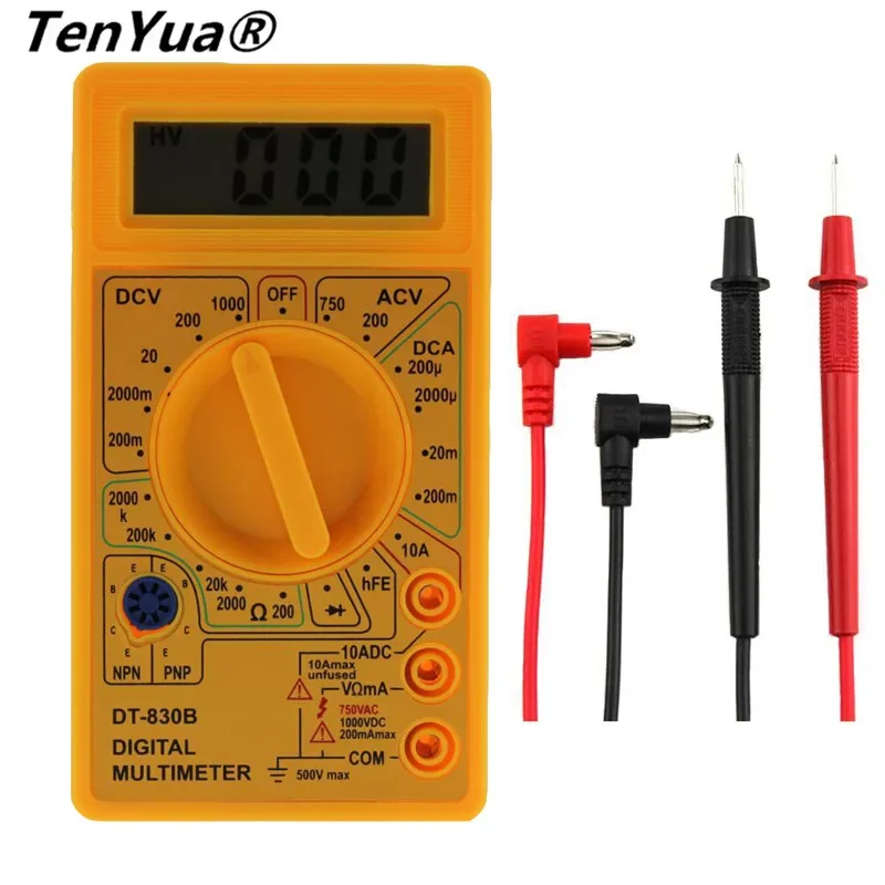 TenYua DT-830B Digital Voltmeter Ohmmeter Ammeter Multimeter Handheld Tester DT830B AC DC 750/1000V Amp Volt Ohm home tester