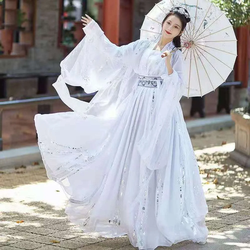 Chinese Folk Dance Hanfu Dress Retro Tang Dynasty Princess Cosplay Stage Wear Asian Traditional Chinese Hanfu Women Fairy Dress